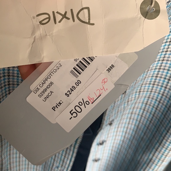 Blue Houndstooth Coat with Belt and Tag; NEW - Picture 5 of 5